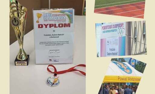 Na zdjęciu dyplom i puchar za udział w olimpiadzie